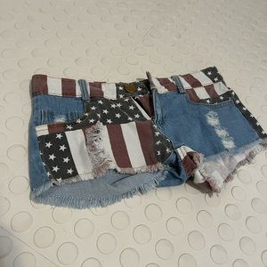 American Flag denim shorts